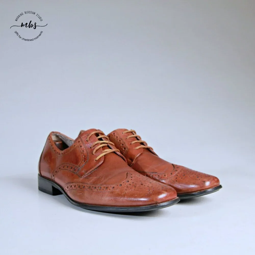 Stacy Adams Garrison Leather Wing‎ Tip Oxfords Brown Men 9.5